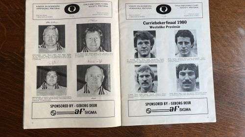 1980 Currie Cup Final Northern Transvaal vs Western Province Programme