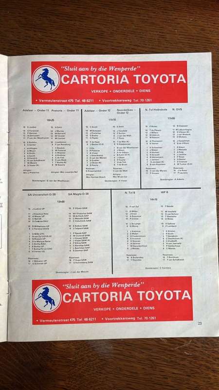 1980 Currie Cup Final Northern Transvaal vs Western Province Programme