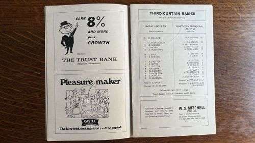 1969 South Africa vs Australia at Kings Park Stadium Programme