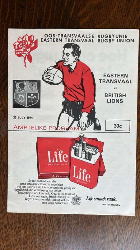 An Interesting Story - 1974 Eastern Transvaal vs British Lions Programme