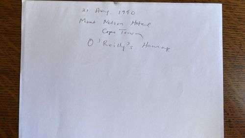 1990 Original Photo  Mount Nelson Hotel - Launch of O`Reilly`s Homage, details below