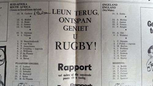 1972 England vs South Africa at Ellis Park Programme, Signed - details below