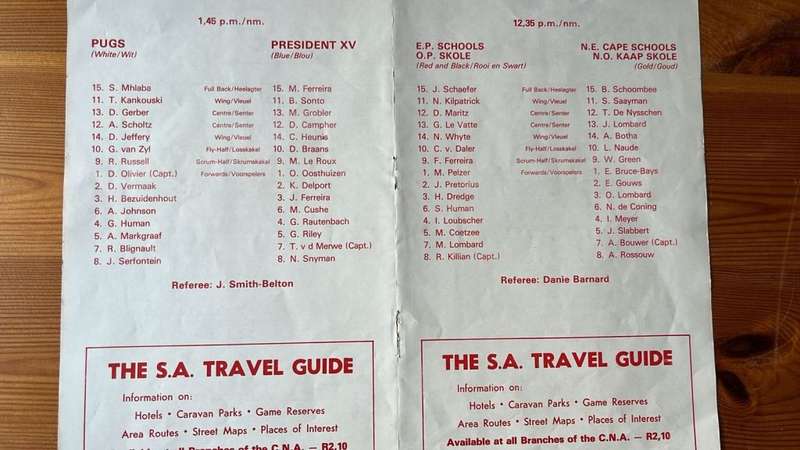 1980 South Africa vs British Lions Team Sheet, details below