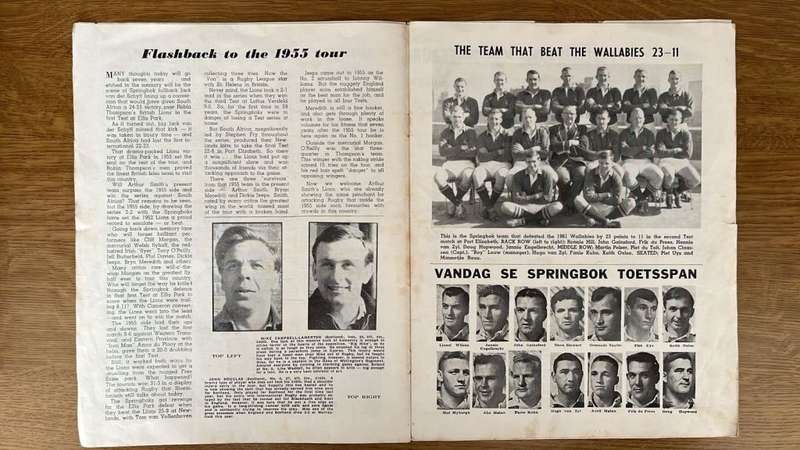 1962 British Lions vs South Africa at Ellis Park Souvenir Programme, details below