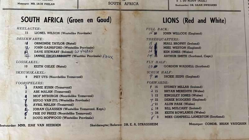 1962 British Lions vs South Africa at Ellis Park Souvenir Programme, details below