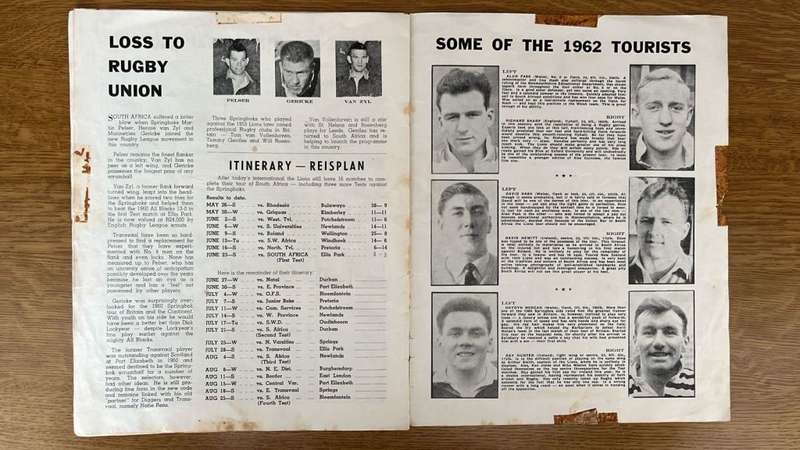 1962 British Lions vs South Africa at Ellis Park Souvenir Programme, details below