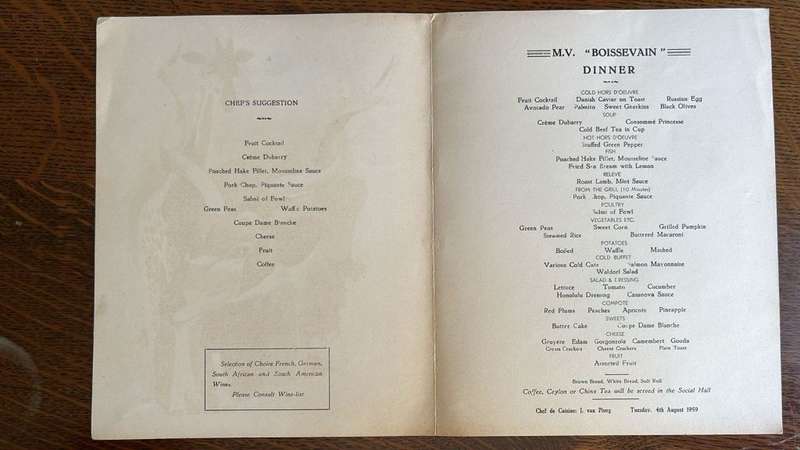 1959 Junior Springboks Dinner Menu Card, Signed, details below