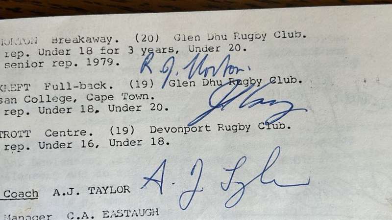 1980 Barbarians XV vs Tasmania with Original Signatures, details below
