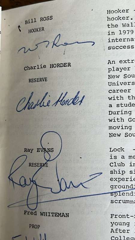 1980 Barbarians XV vs Tasmania with Original Signatures, details below