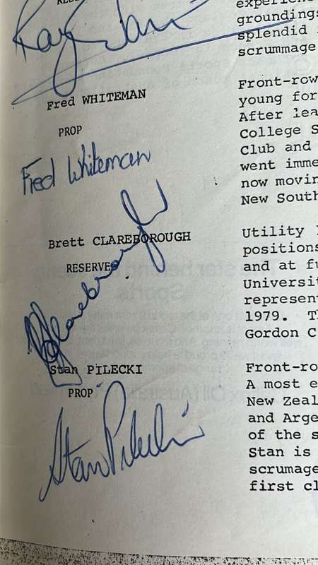 1980 Barbarians XV vs Tasmania with Original Signatures, details below