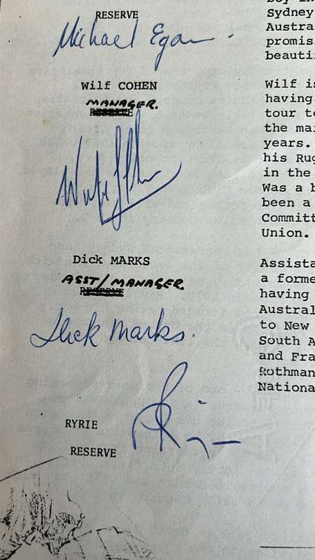 1980 Barbarians XV vs Tasmania with Original Signatures, details below