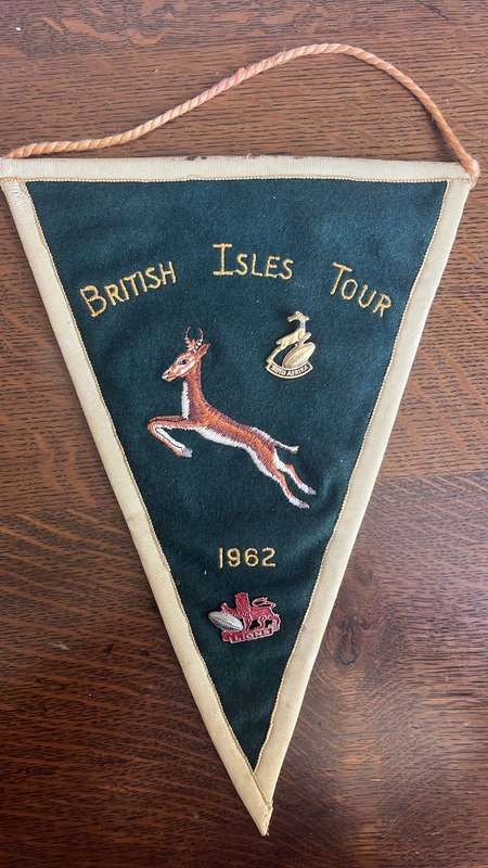 1962 British Isles South African Tour Pennant and Pins, details below