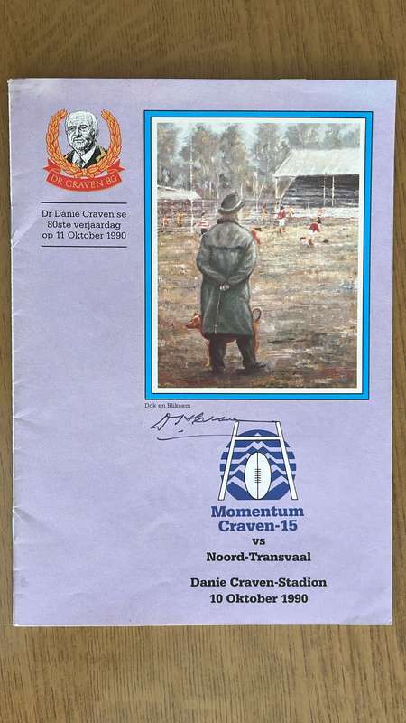 1990 Cravenspan vs Noord Transvaal Program en Kaartjie, Geteken, besonderhede onder
