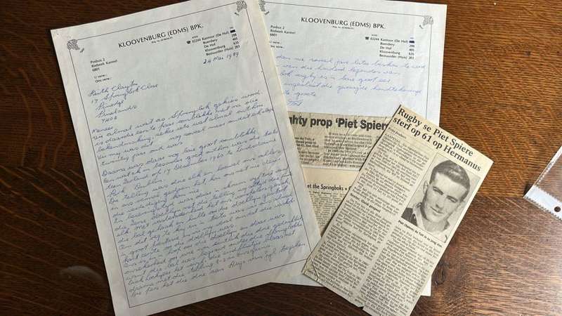 From Clayton`s Collection - Legends of Springbok Rugby - Piet Spiere du Toit Letter, details below