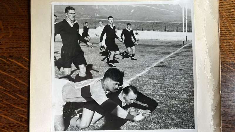 Boland Rugby - Original Action Photo & Dinner Menu Card, Signed, details below