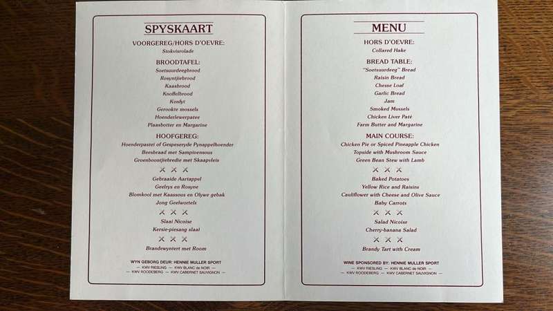 Boland Rugby - Original Action Photo & Dinner Menu Card, Signed, details below