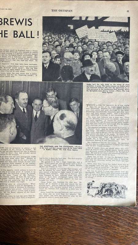 1952 Outspan Magazine with Rugby Supplement & Original Signatures, details below