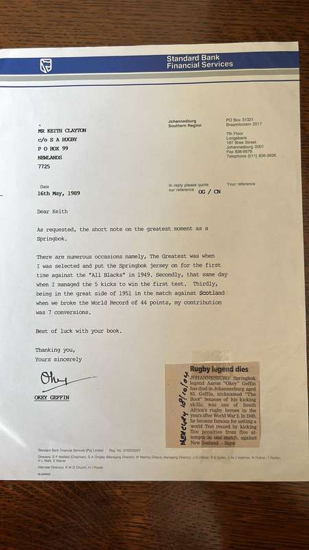 Original Letter, Photo, Paper Cutting & Signature From Geffin to Clayton, details below