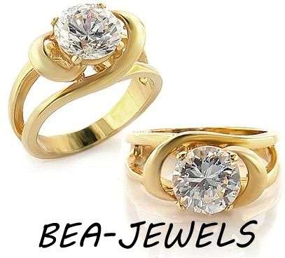 18k Gold Plated Solitaire Prong Setting CZ Ring - SIZE 6