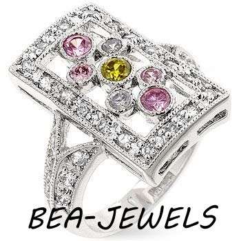 Gorgeous Multi Coloured Cocktail Ring - SIZE 8