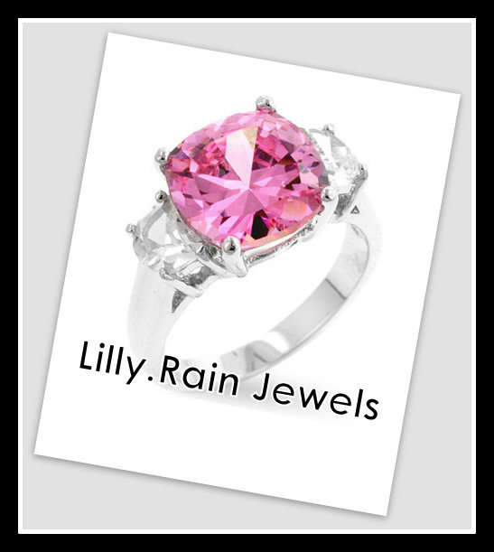 Ice Pink CZ Princess Cut Ring Size: 6~*** NEW STOCK JUST ARRIVED !!!
