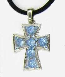 Blue Rhinestone Cross Pendant