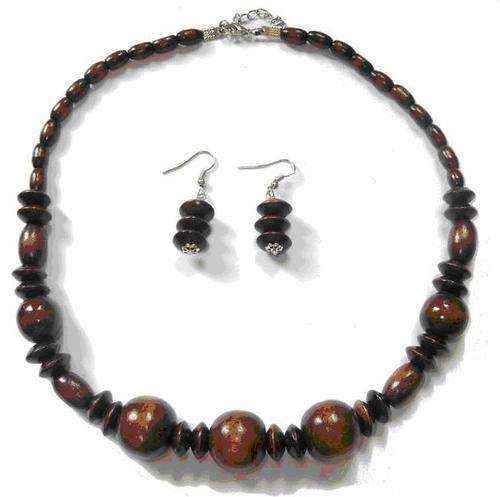 Wooden Necklace and Earrings Set