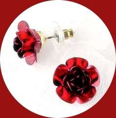 RED ROSE earrings by Lindenwold Fine Jewelers