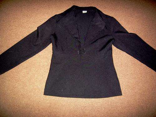 Black Polyester Jacket with Stitch Detail