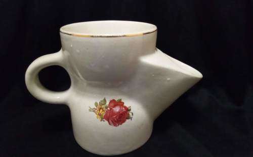 Vintage shaving cup Red rose flower bunch