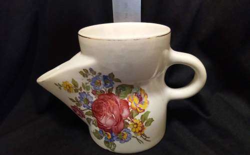 Vintage shaving cup Red rose flower bunch