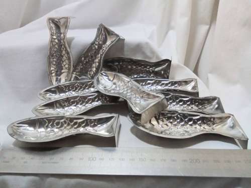 Ten lovely vintage small fish moulds