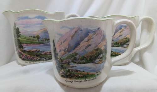 Three stunning vintage trio of Nelson ware pitchers
