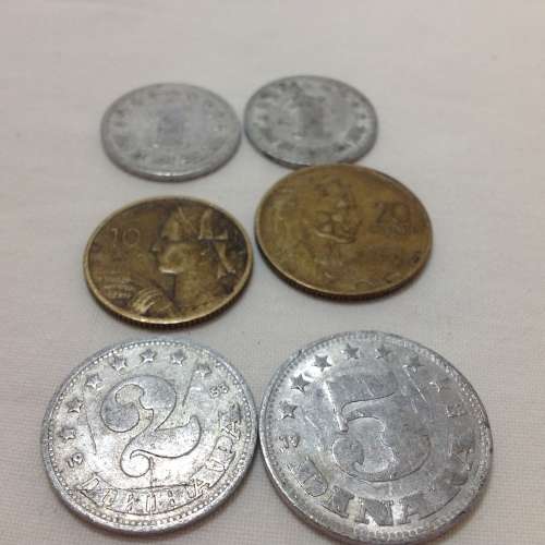 Collectible Yugoslavian coins 1953 to 1955