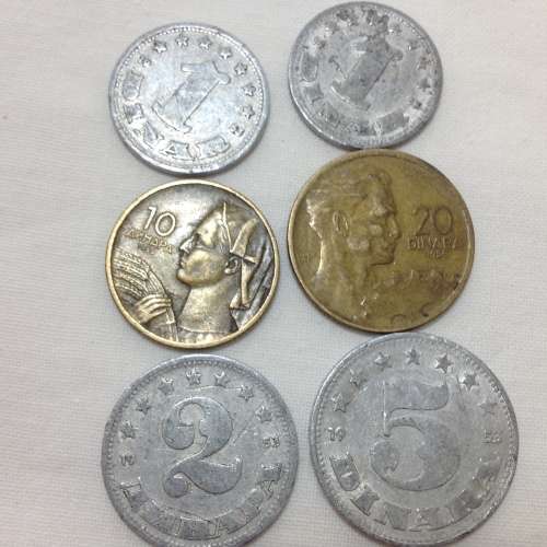 Collectible Yugoslavian coins 1953 to 1955