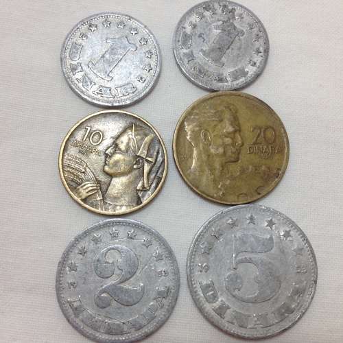 Collectible Yugoslavian coins 1953 to 1955