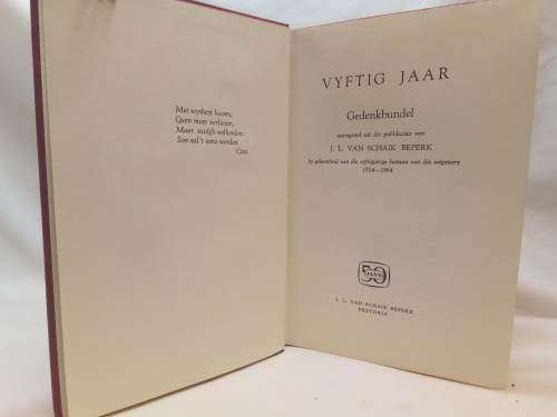 Vyftig jaar Gedenkbundel 1914 tot 1964 saamgestel deur JL Van Schaik
