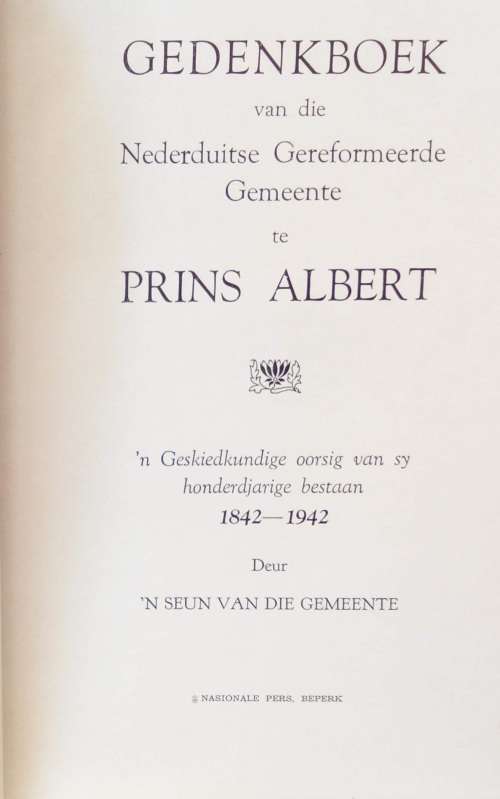 Eeufees van die gemeente Prins Albert 1842 tot 1942