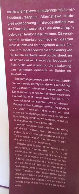 Toekoms plan Suid Afrika deur Roelf Botha (1978)