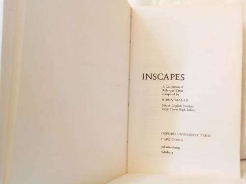 Inscapes, a collection of verse by Robin Malan