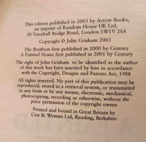 The Brethren and Painted house by John Grisham
