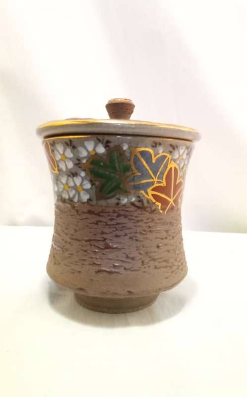 Two Exquisite vintage Japanese Kutani Yaki lidded jars with resist and cloisonne style glaze
