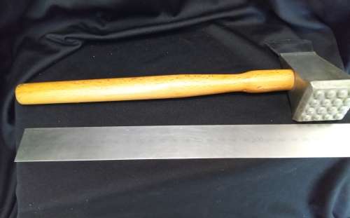Vintage meat tenderizer/mallet with hatchet and wooden handle - Made in Italy