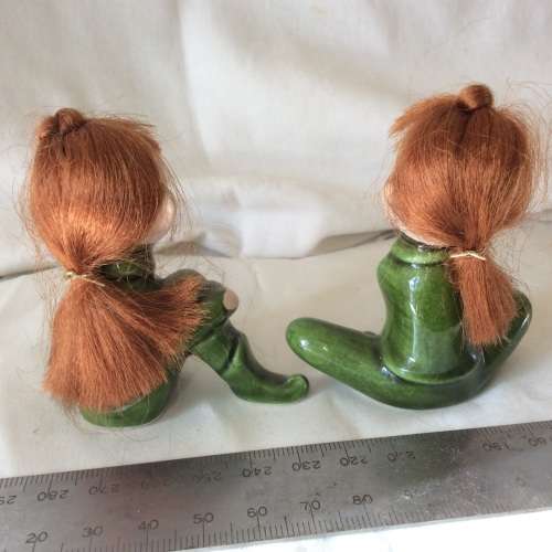Cutest Vintage Napco green Pixies pair