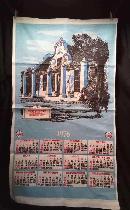 Vintage dish cloth 1976 Caltex Calender