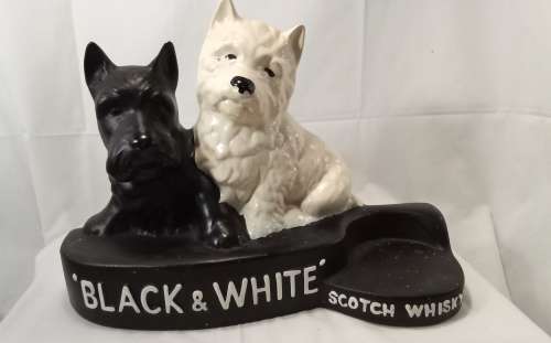Vintage Black and White Scotch Whisky Dog Figure