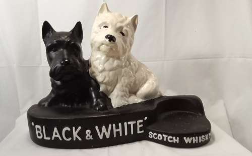 Vintage Black and White Scotch Whisky Dog Figure