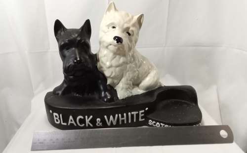 Vintage Black and White Scotch Whisky Dog Figure
