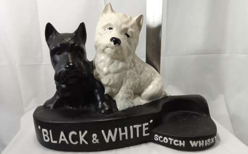 Vintage Black and White Scotch Whisky Dog Figure