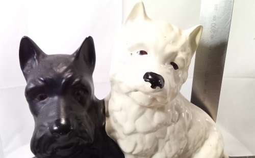 Vintage Black and White Scotch Whisky Dog Figure